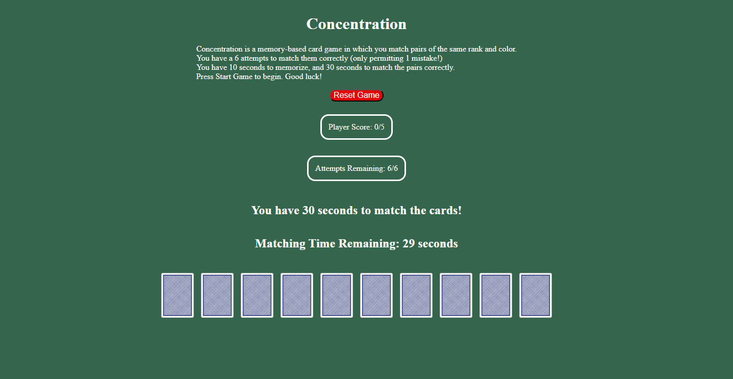 Concentration screenshot